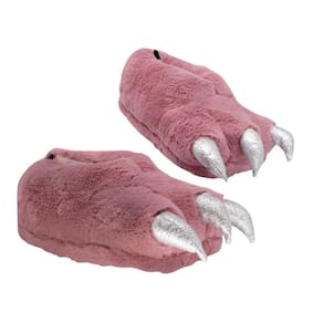 Pantufa 3D Pata De Dinossauro T-Rex Fashion Rosa Garra Prateada