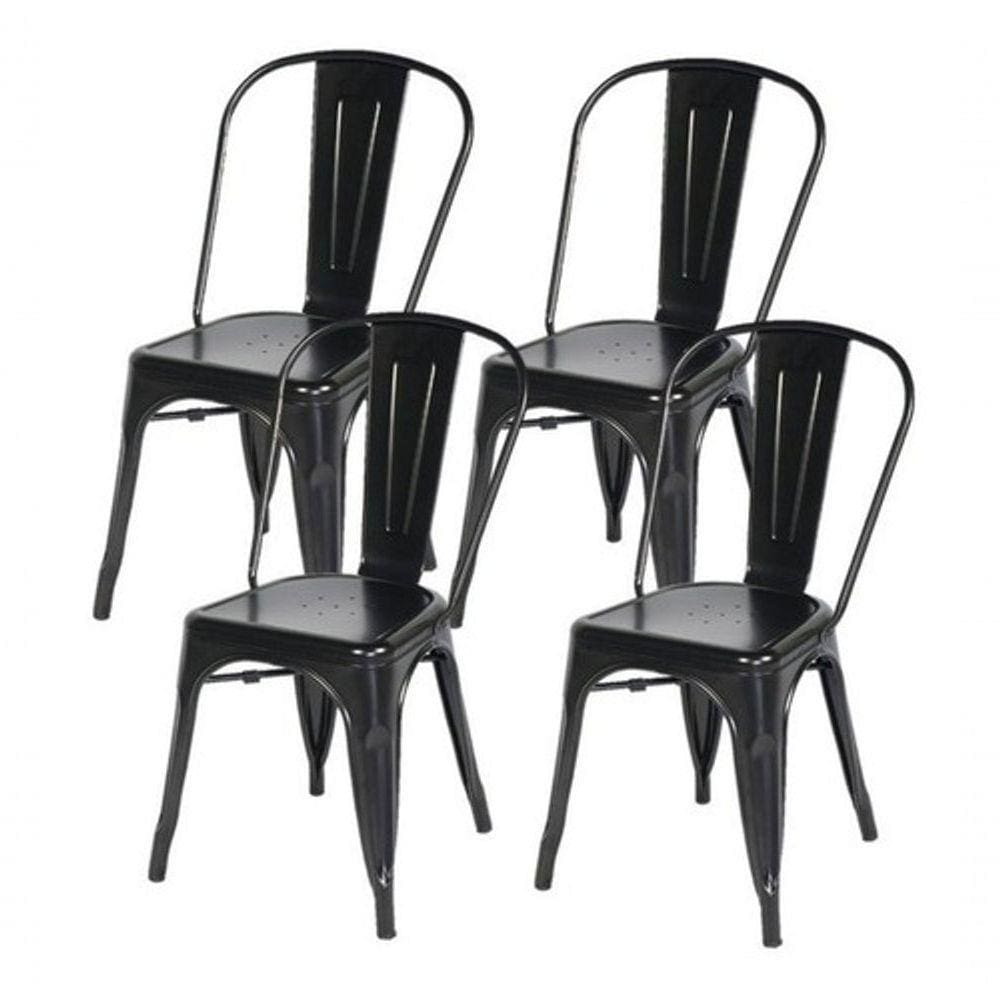 Kit C- 4 Cadeiras Francesinha Tolix Iron Ferro Preto