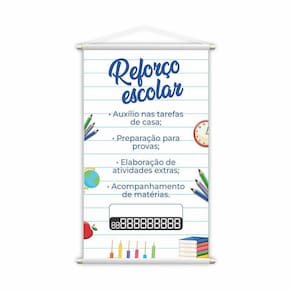Banner Reforço Escolar Ensino Telefone Contato Lona 60X40Cm
