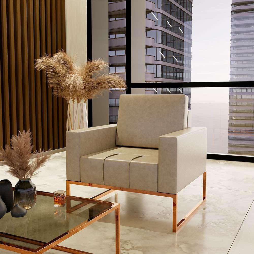 poltrona atena revestimento sintético bege