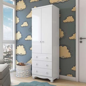 guarda-roupa infantil júnior com pés new 2 pt 3 gv branco