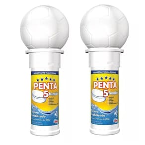 Kit 2 Flutuador Bola Penta Com 7 Tabletes de Cloro para Piscina HidroAll HCL