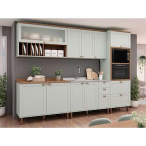 cozinha compacta iluminata luna com vidro 10 pt 4 gv verde mint e Ébano