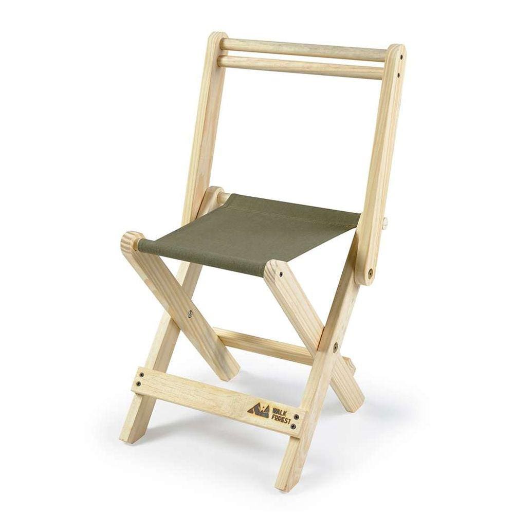 cadeira dobrável camping madeira e verde