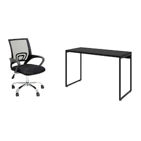 conjunto de mesa studio 120 cm com cadeira de escritório secretária giratória javix preta