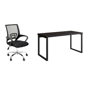 conjunto de mesa miguel 150 cm com cadeira de escritório secretária giratória javix preta