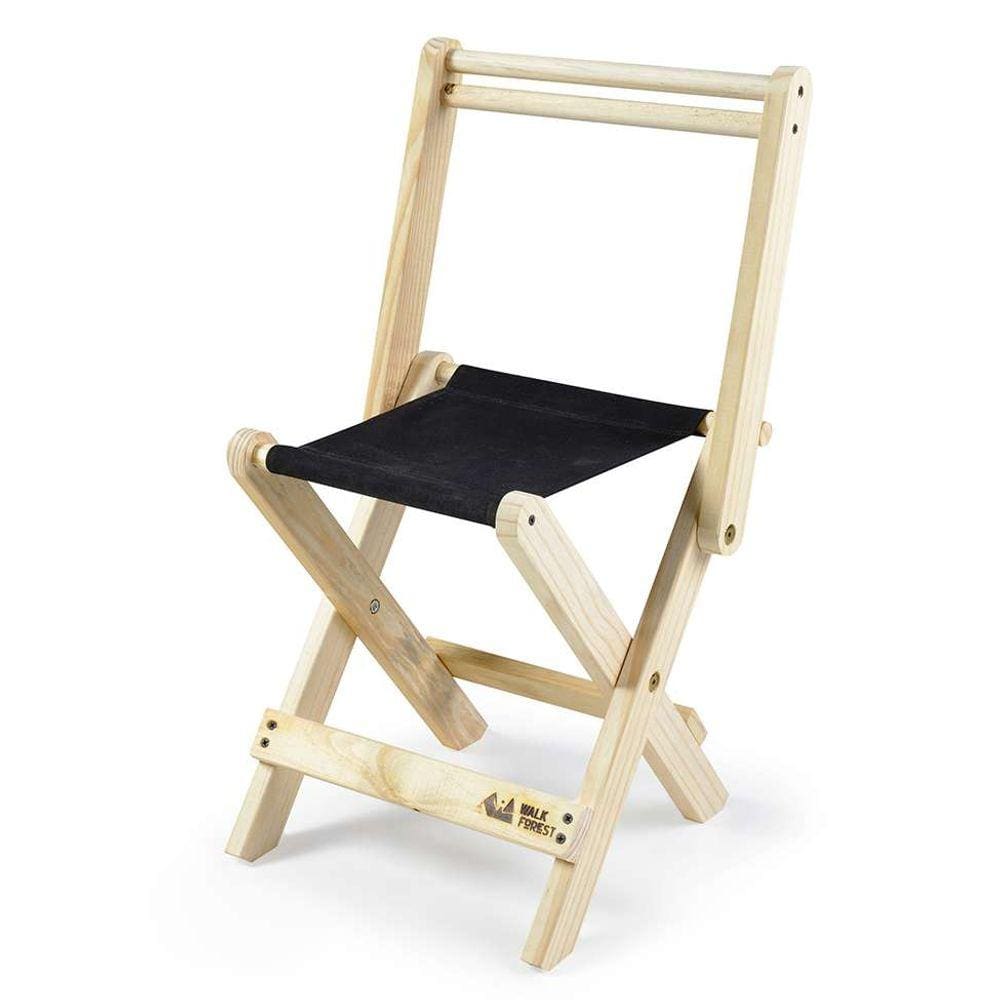 cadeira dobrável camping madeira e preta