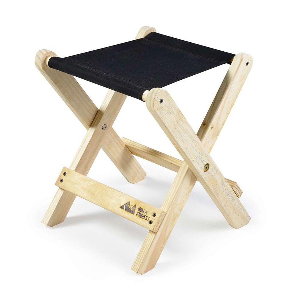 banco dobrável camping madeira e preto