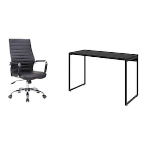 conjunto de mesa studio 120 cm com cadeira de escritório diretor giratória cleaner preta