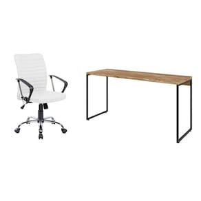 conjunto de mesa studio carvalho 150 cm com cadeira de escritório diretor giratória oslo branca