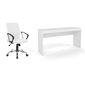conjunto de mesa marselha com cadeira de escritório diretor giratória oslo branca