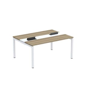 Mesa Plataforma Dupla com Pé de Aço para Coworking 160x120 Pdc16/12/2p Noce Naturalle/Branco