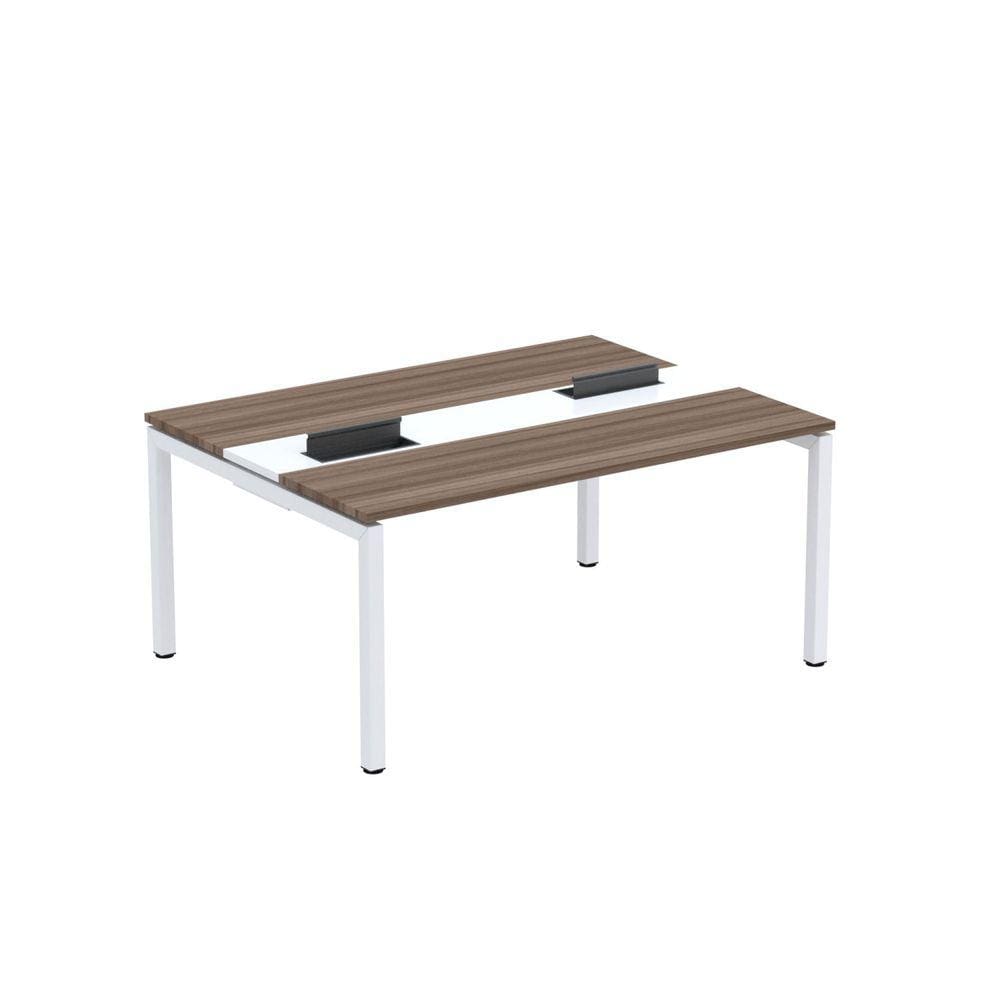 Mesa Plataforma Dupla com Pé de Aço para Coworking 150x120 Pdc15/12/2p Walnut/Branco