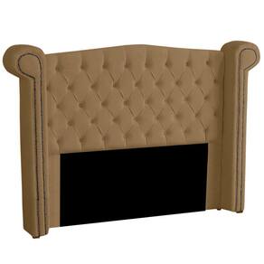 Cabeceira Solteiro 90cm Decorativa Ayla Veludo Cappuccino - Montanaris Decor