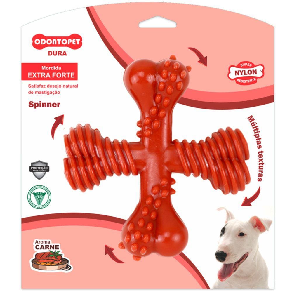 Brinquedo Mordedor de Cachorro Dura Spinner Cães Mordida Extra Forte Odontopet Aroma de carne