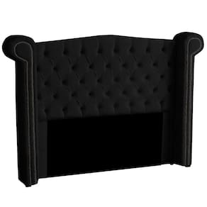 Cabeceira Casal 160cm Decorativa Ayla Veludo Preto - Montanaris Decor