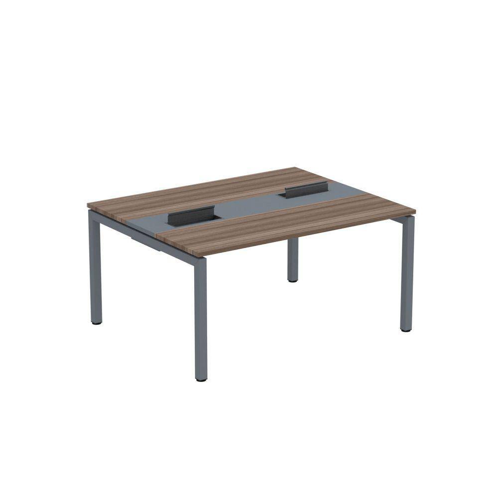 Mesa Plataforma Dupla com Pé de Aço para Coworking 140x120 Pdc14/12/2p Walnut/Grafito