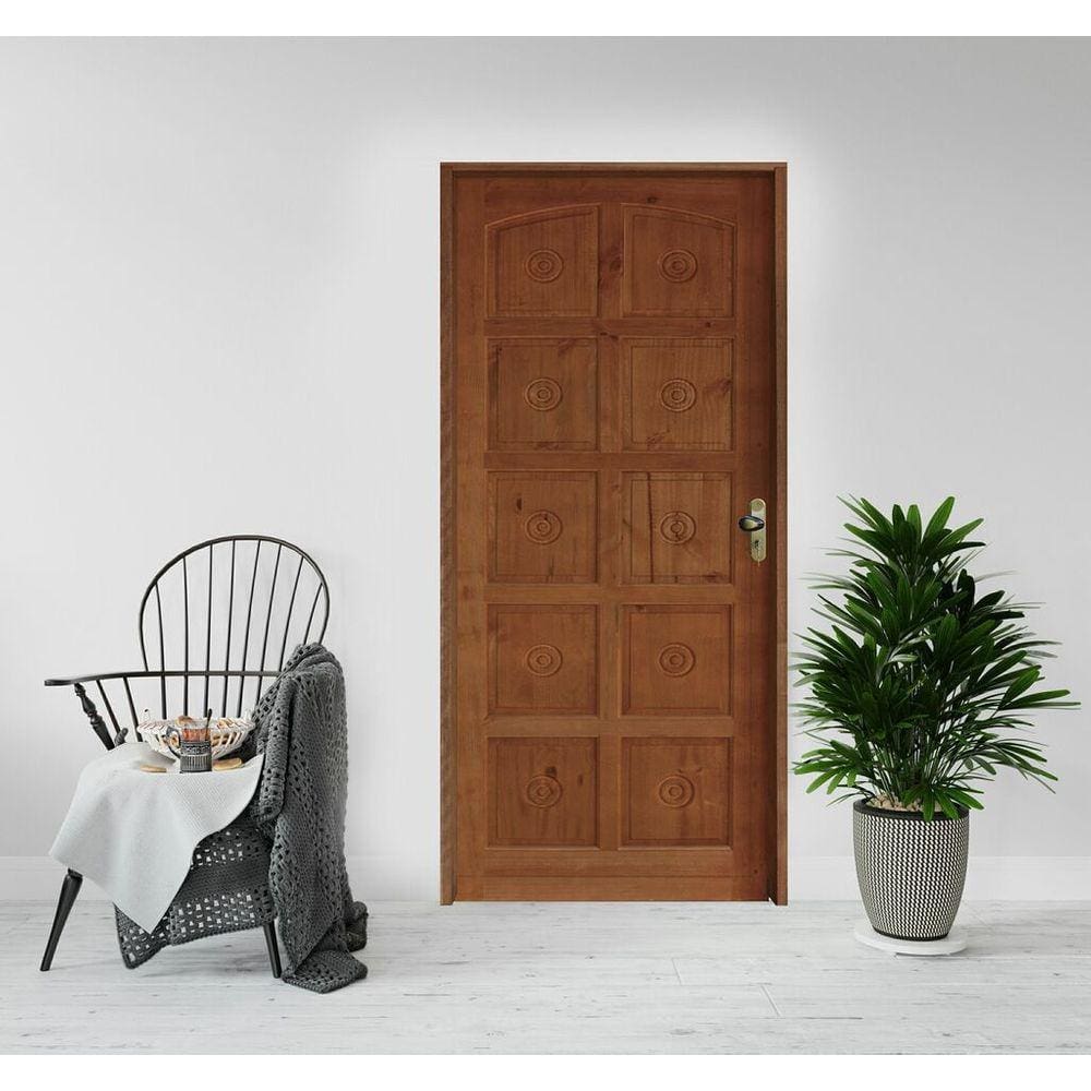 Porta Torneada 10 Bicos Ecológico 82x2.10 Batente Ecológico 11cm Fechadura Externa Lado Esquerdo - Hale Esquadrias