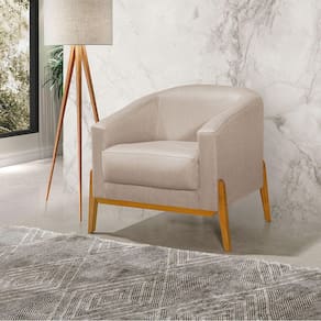 Poltrona Living Base em Madeira Maciça Flórida Linho Bege