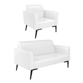 Sofá Namoradeira Com Poltrona Pés Villach Marisa Corano D03 - D\`rossi Cor Branco