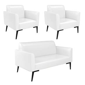 Sofá Namoradeira Com 2 Poltronas Pés Villach Marisa Corano D03 - D\`rossi Cor Branco