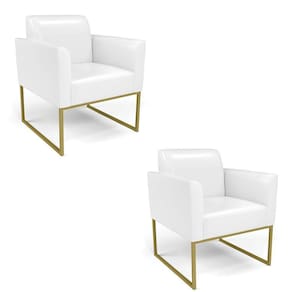 Kit 2 Poltronas Base Industrial Dourado Marisa Corano D03 - D\`rossi Cor Branco