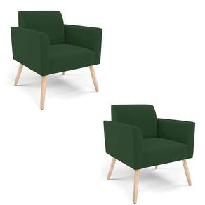 Kit 2 Poltronas Pés Palito Natural Marisa Veludo D03 - D\`rossi Cor Verde