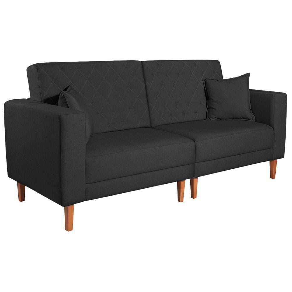 Sofá 03 Lugares Living Ponza Suede Cor Preto