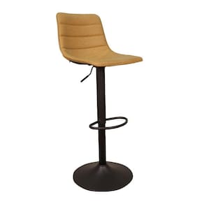 Banqueta Travis Pu Com Regulagem Base Disco C/apoio Para Os Pés Caramelo/preto G56 - Gran Belo