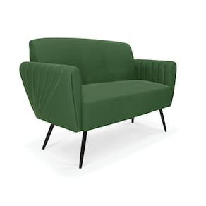 Sofá Namoradeira Pés Palito De Ferro Bruna Suede Verde - D\`rossi