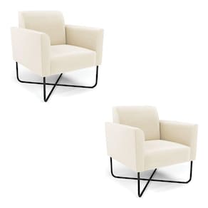 Kit 2 Poltronas Base X Industrial Preto Marisa Veludo D03 - D\`rossi Cor Bege