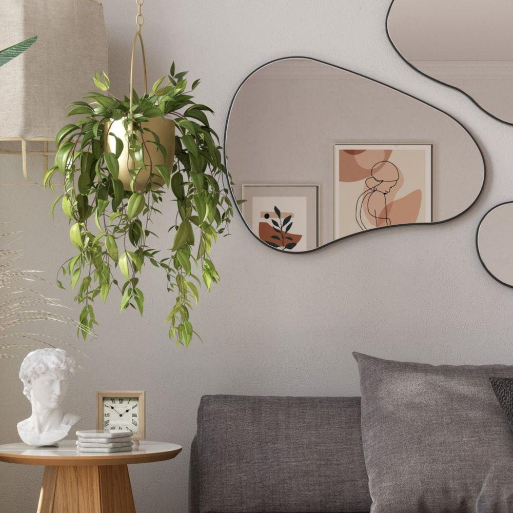 Espelho Decorativo 79cm Orgânico Dalla Costa Preto Fosco