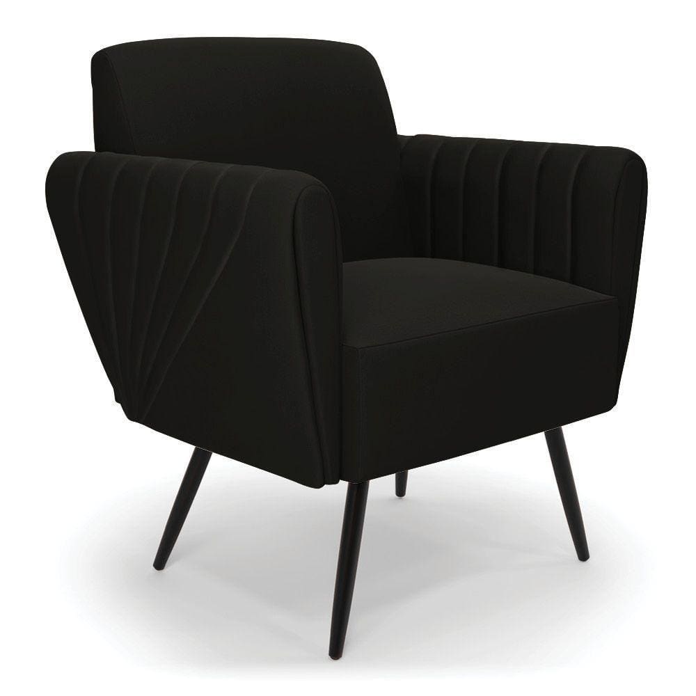 Poltrona Pés Palito De Ferro Bruna Suede Preto - D\`rossi