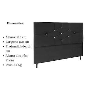 Cabeceira Cama Box Queen 160cm Virgínia Suede Preto E Frame