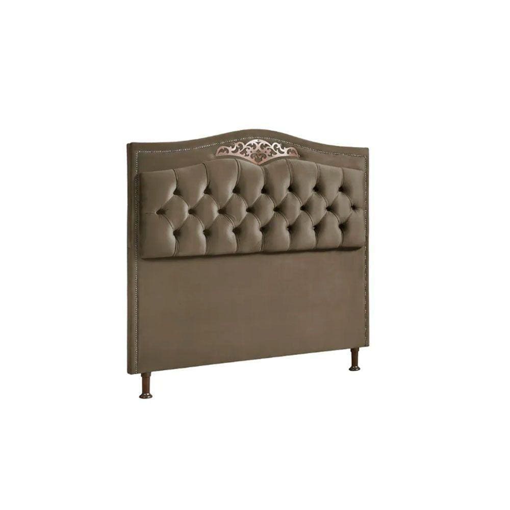 Cabeceira Estofada Holanda 1,40 Casal Veludo Speciale Home Marrom Castor
