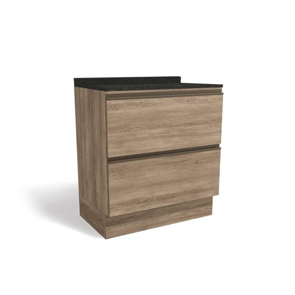 Balcão De Cozinha Maxxi G755 2 Gavetas C-tampo 80cm Nogal-preto Brilho - Kappesberg