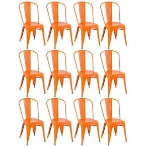 Kit 12 Cadeiras Iron Tolix Design Industrial Laranja