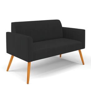 Sofá Namoradeira Pés Palito Castanho Marisa Veludo D03 - D\`rossi Cor Preto