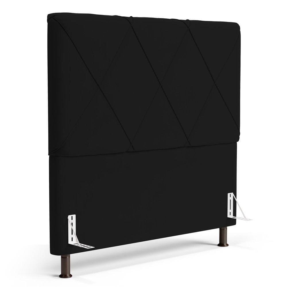 Cabeceira Cama Box Casal Queen Size Mel 160cm Com Frame Sintético Preto - Desk Design
