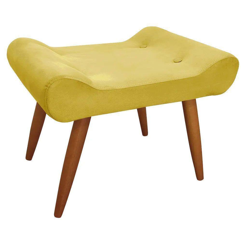 Puff Decorativo Lara Veludo Speciale Home Amarelo - Amarelo
