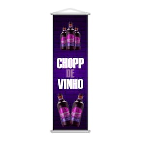 Banner Chopp De Vinho Garrafas Bebidas Lona 100X30Cm