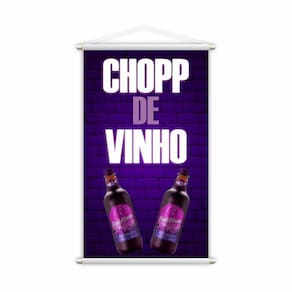 Banner Chopp De Vinho Garrafas Bebidas Lona 80X50Cm
