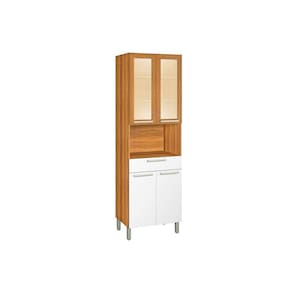 Paneleiro De Cozinha Burguesa 1forno C- 4 Portas Ratan E 1 Gaveta 70cm Freijó-branco - Nesher