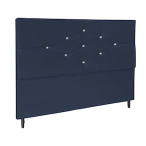 Cabeceira Queen 160 Cm Virgínia Suede Azul Marinho E Frame