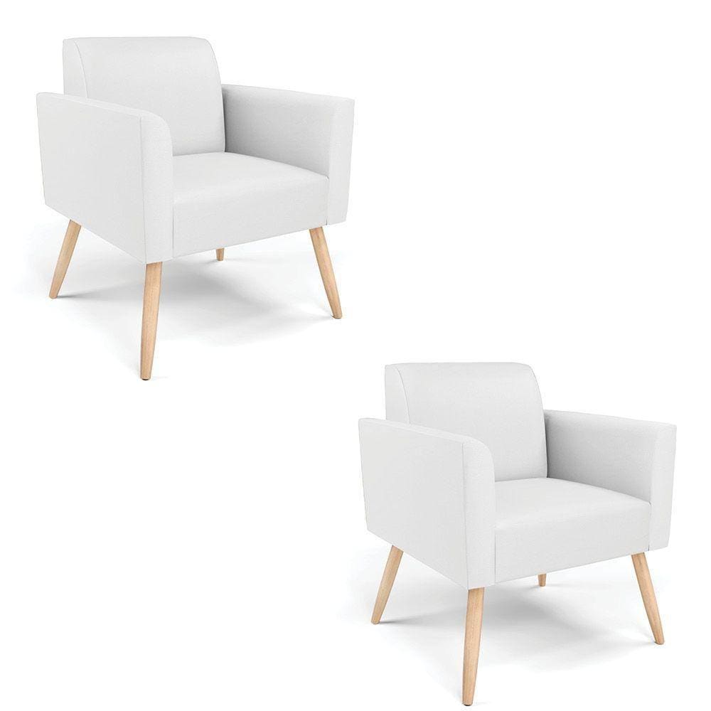 Kit 2 Poltronas Pés Palito Natural Marisa Corino D03 - D\`rossi Cor Branco