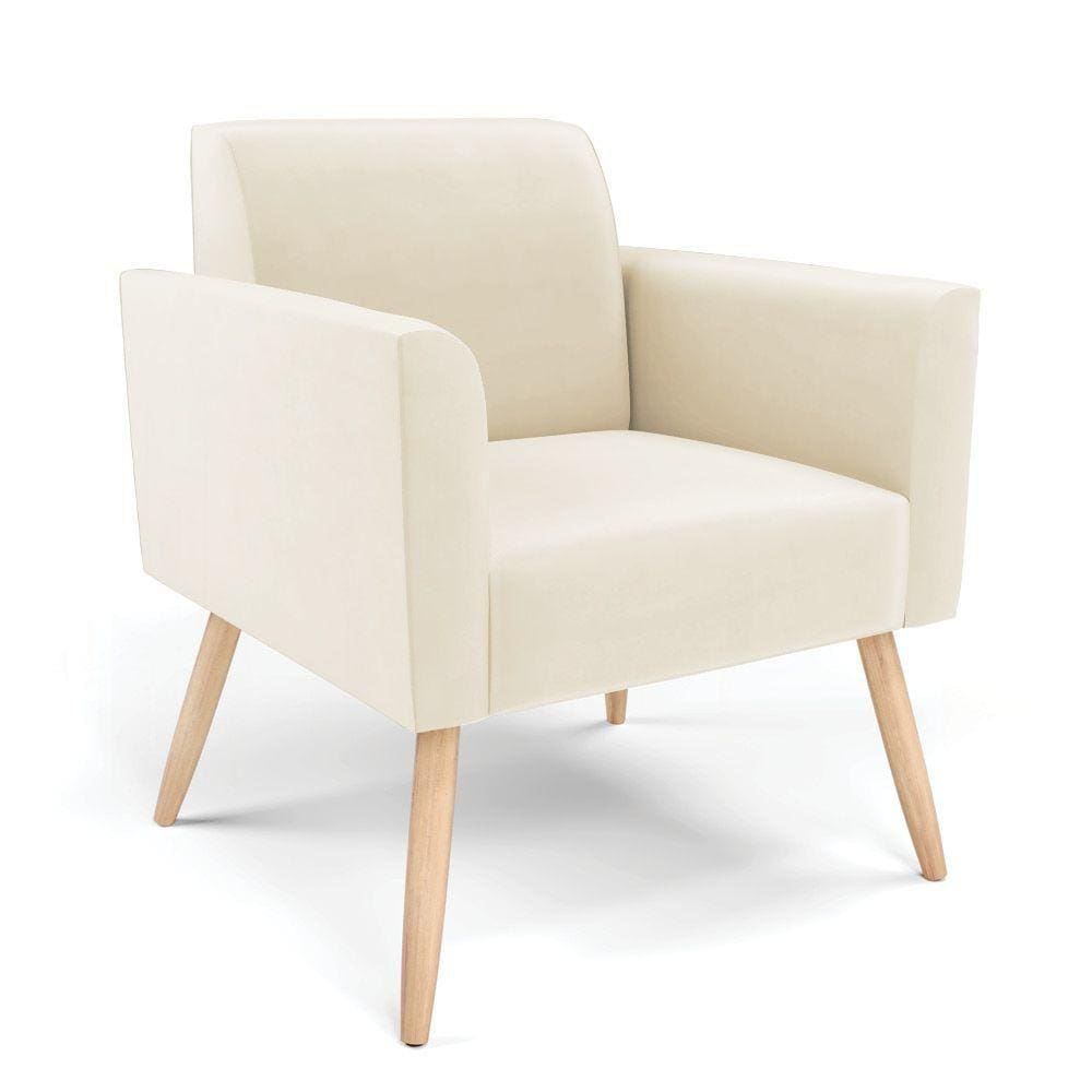 Poltrona Pés Palito Natural Marisa Veludo D03 - D\`rossi Cor Bege