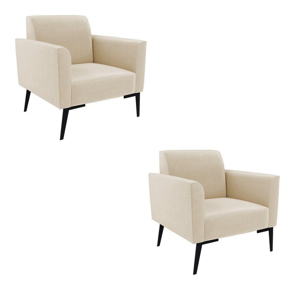Kit 2 Poltronas Pés Villach Marisa Suede D03 - D\`rossi Cor Bege