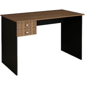Escrivaninha Mesa Escritorio 2 Gavetas Me4165 Nogal Preto Tecno Mobili Nogal Preto