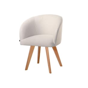 Poltrona Atena Com Base Fixa Em Madeira Due Decor Bege