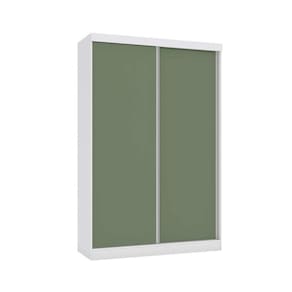 Guarda Roupa Solteiro 2 Portas De Correr E 2 Gavetas N571 Branco-verde Oliva - Kappesberg